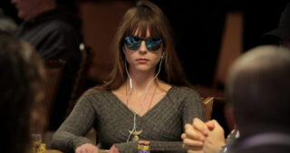 Kelly Winterhalter playing poker at the WSOP.