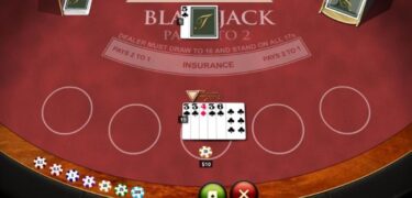 Blackjack table mid hand. Player 19 vs Dealer 5. Hit or stand?