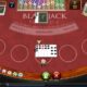 Blackjack table mid hand. Player 19 vs Dealer 5. Hit or stand?