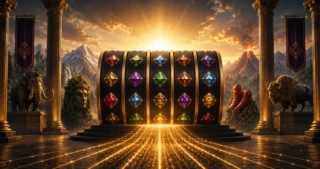 Top Megaways Slots 2026 featuring a premium five-reel slot machine surrounded by iconic Megaways-inspired themes.