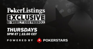 PokerListings Powers on With Bi-weekly $500 GTD Freerolls at PokerStars