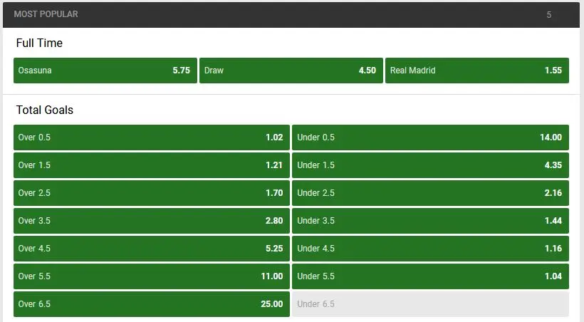 Over Under bets