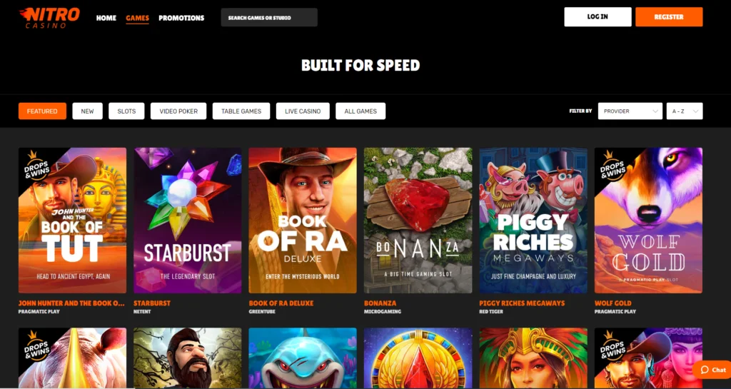 Nitro casino games lobby