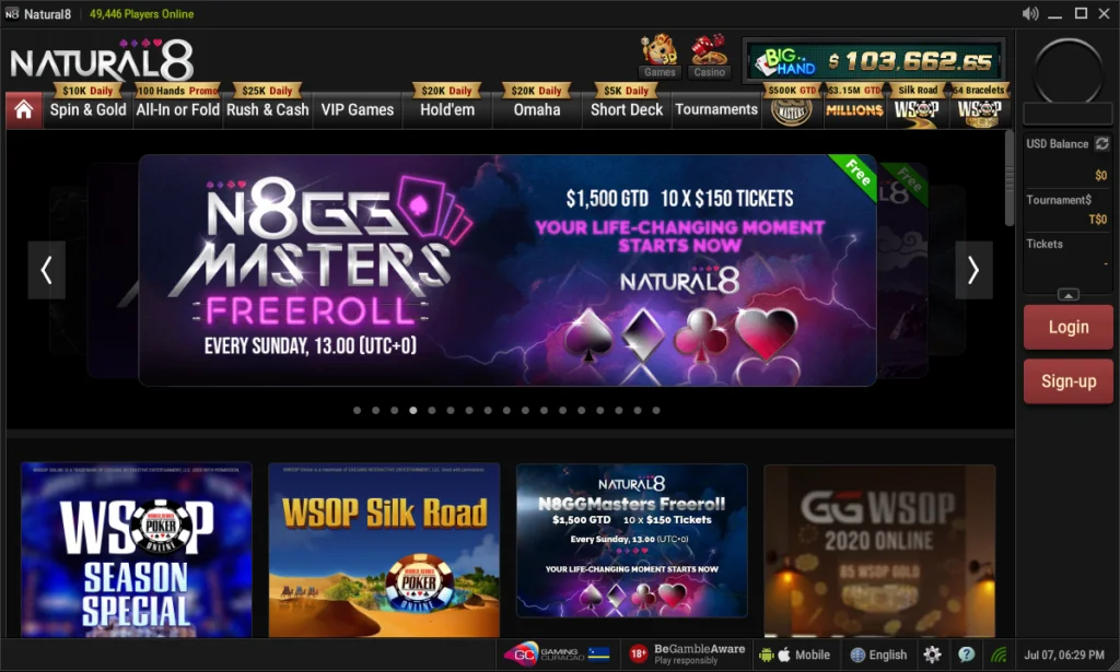 Natural8 poker lobby