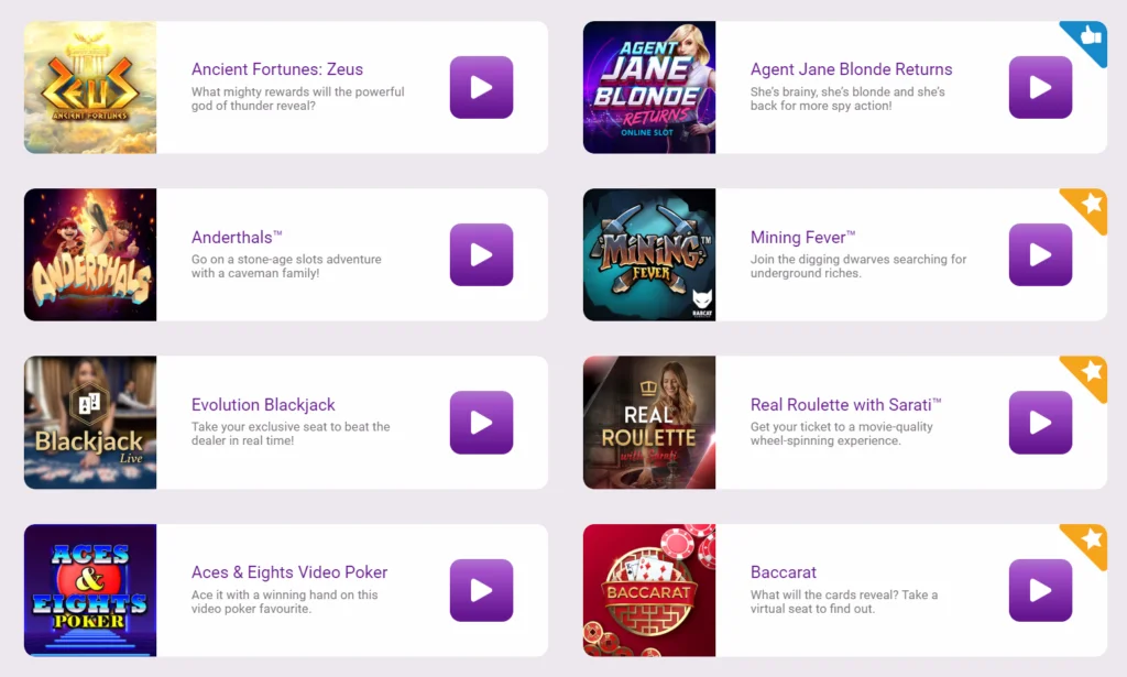 Jackpot City Casino game interface displaying slot machines and bonus information