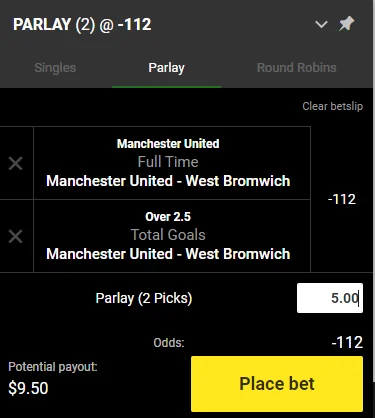 Unibet Parlay Bet Slip