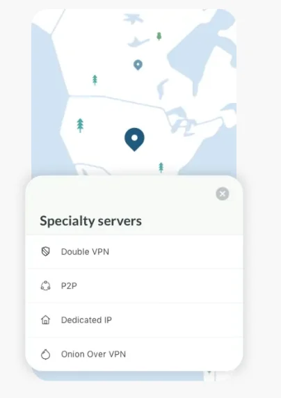 P2P servers, Dedicated IP, Onion Over VPN, Double VPN 