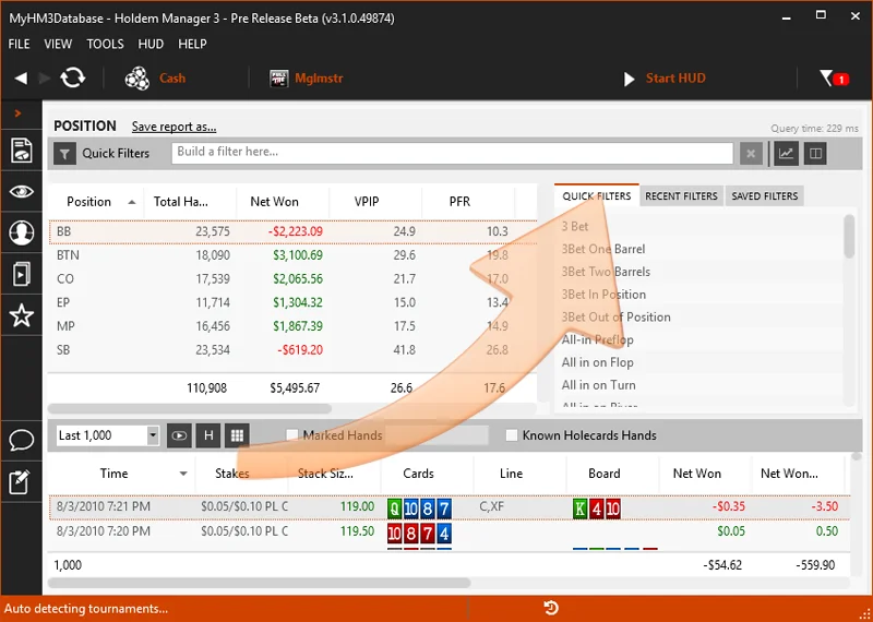 HEM filter - poker stats