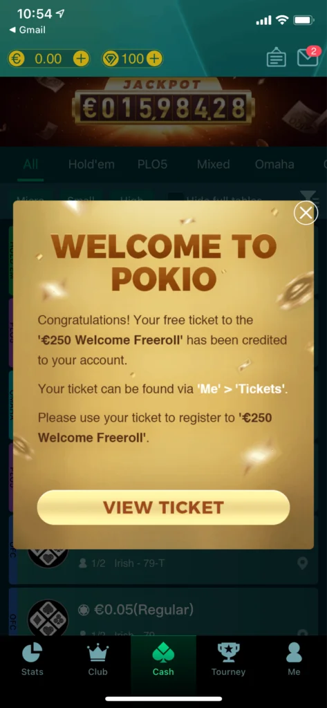 Pokio app interface