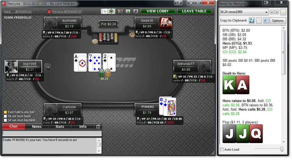 PokerTracker-postflop stats on PokerStars