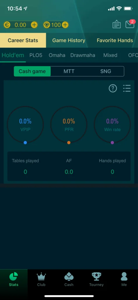 Pokio app cash game lobby
