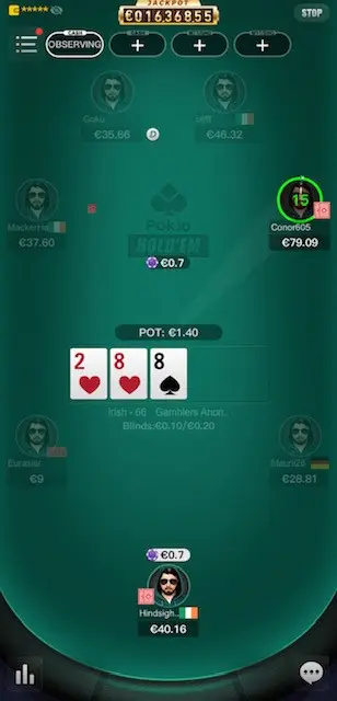 Pokio app NLH table