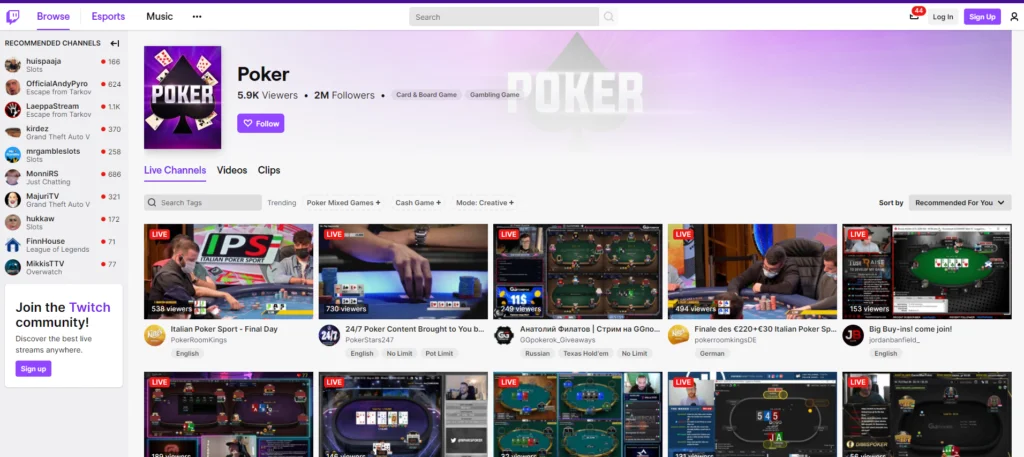 Twitch Poker live stream