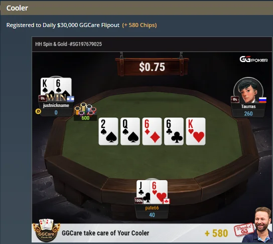 ggcare promo by GGpoker for bad beats