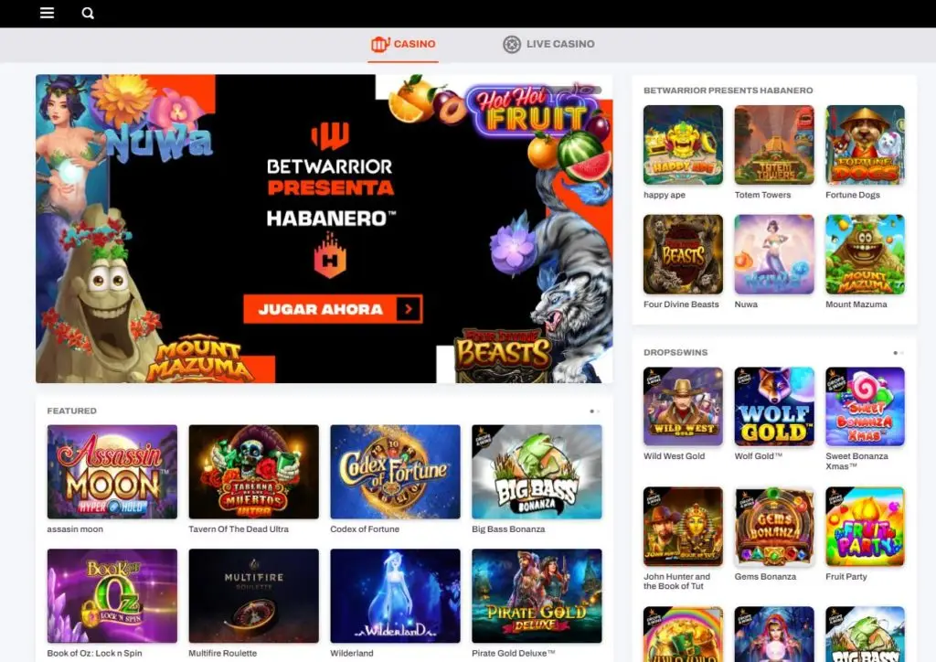 BetWarrior Game Selection