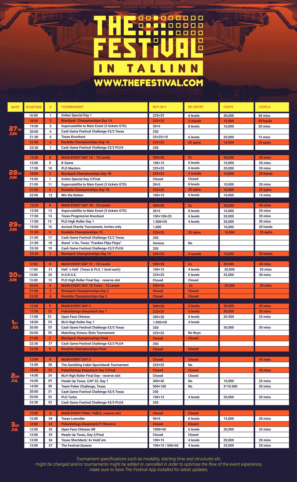 Schedule The Festival in Tallinn 2022