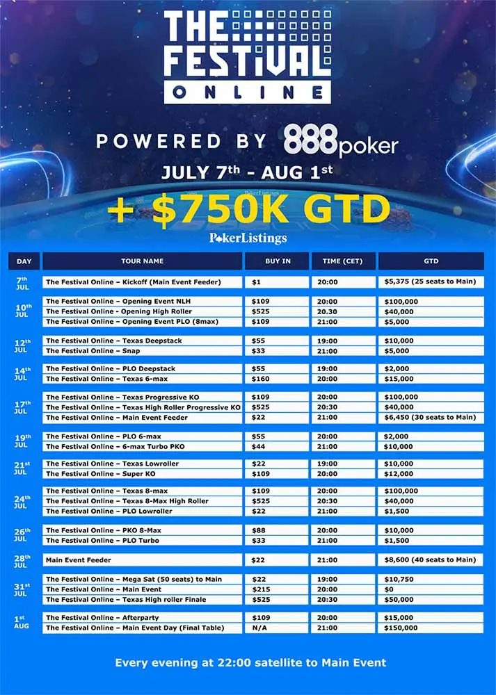 the festival online tournament schedule