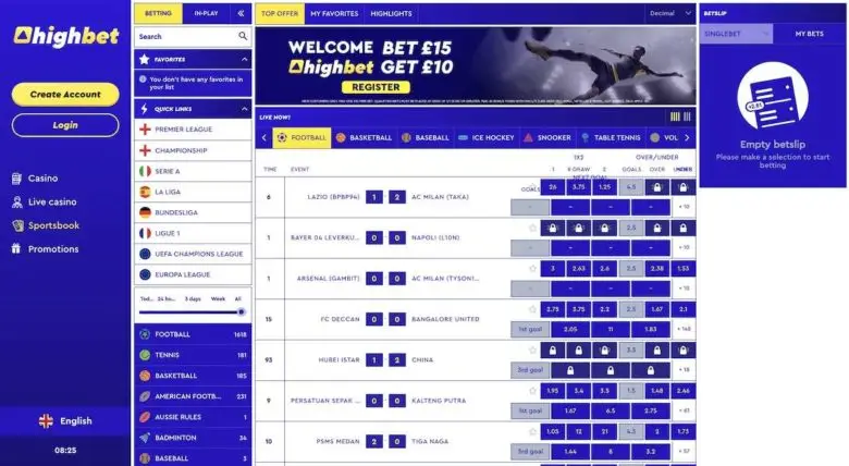 Highbet Betting overview.
