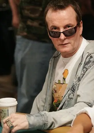Poker player Dave 'Devilfish' Ulliott staring at the camera.