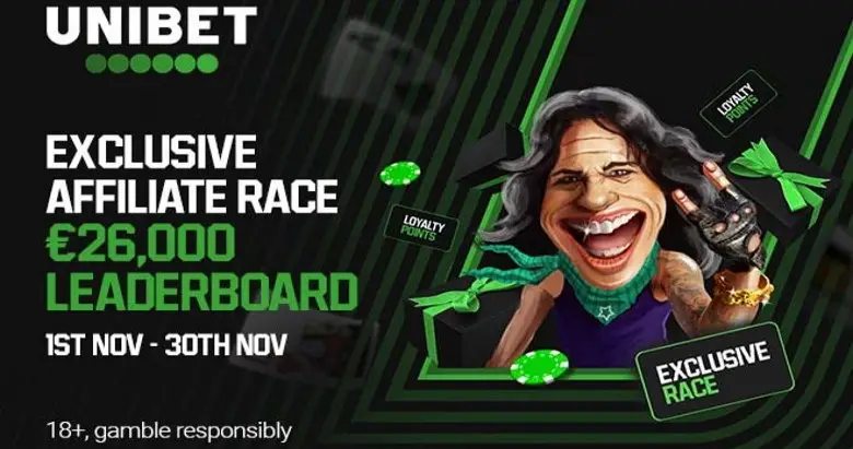 Unibet exclusive affiliate rake race leaderboard.