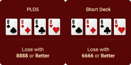 GGPoker. PLO5 and Short Deck bad beat jackpot.
