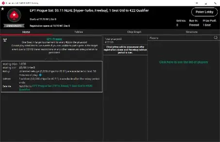 Pokerstars Tournamnt lobby.
