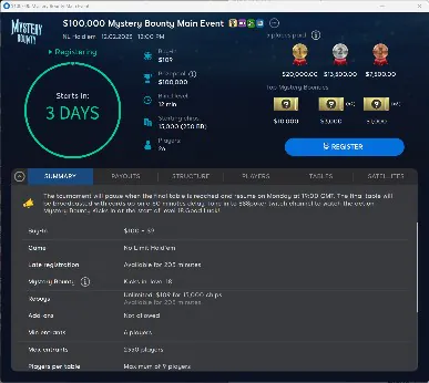 888poker Myster Bounty Main Event Lobby..