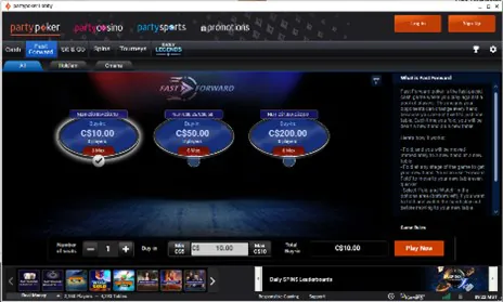 partypoker SNG lobby view.
