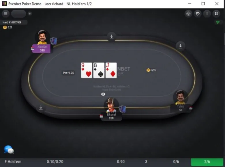EvenBet Cash Game Table.