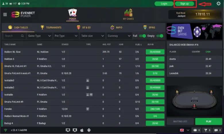 EvenBet Register.