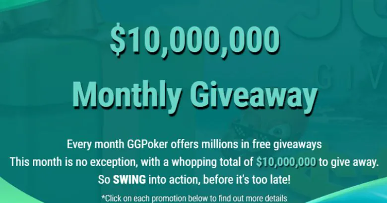 GGPoker 10.000.000 Monthly Giveaway 2023