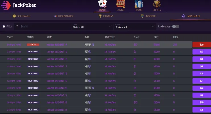 JackPoker Nuclear 4S lobby 14 Feb