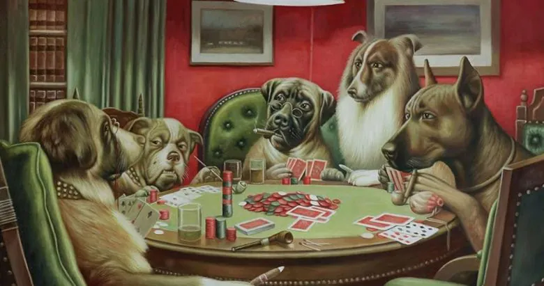 Daring Bluff from the Series Dogs Playing Poker
