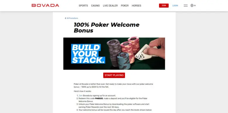 Bovada Poker welcome bonus