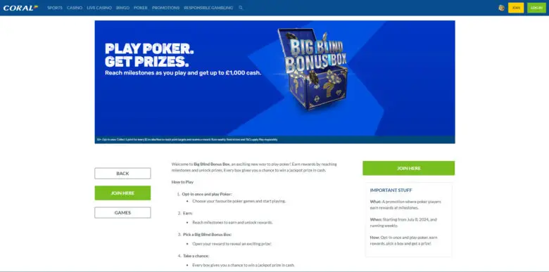 Coral Poker bonus