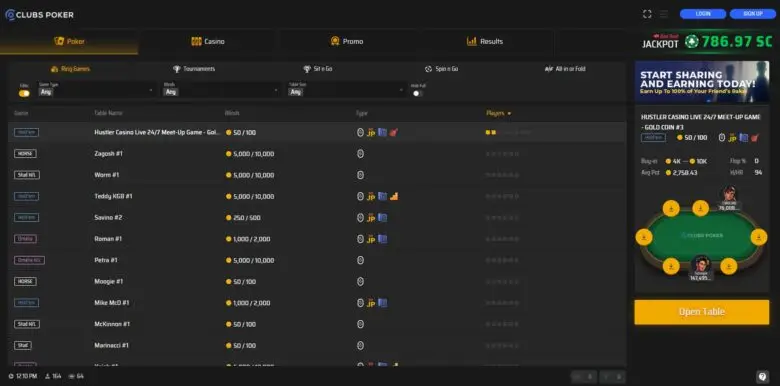 Clubs Poker official website