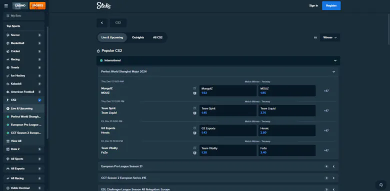 Stake.US Sportsbook live betting