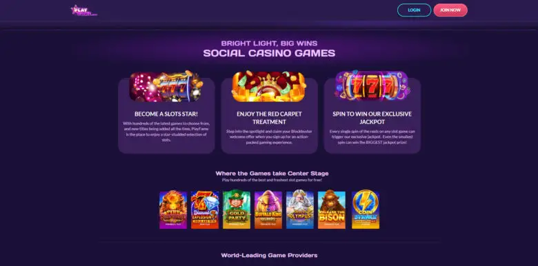 PlayFame Casino main page