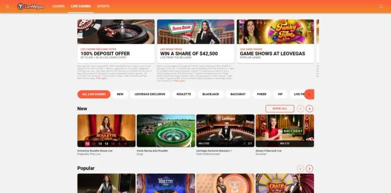 LeoVegas Casino Live Casino
