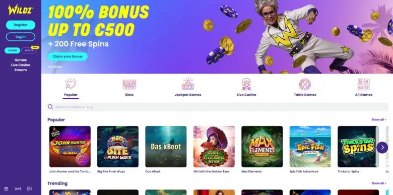 Wildz Casino popular games