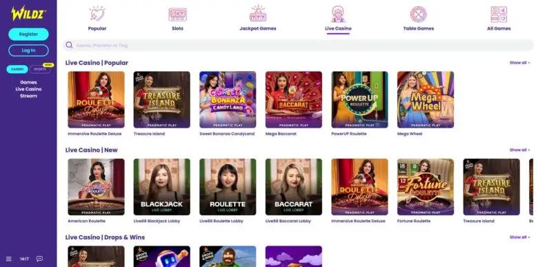Wildz Casino Live Casino