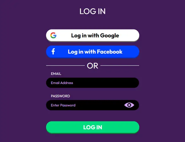Select a method of Crown Coins Casino login: