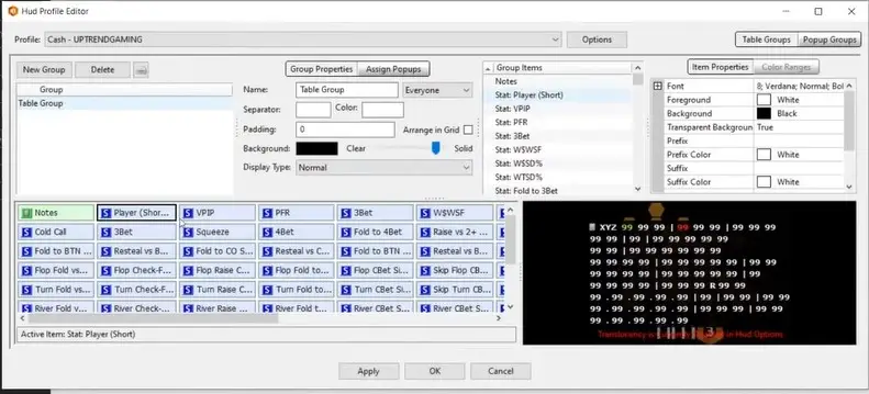 Holdem Manager 3 HUD profile editor