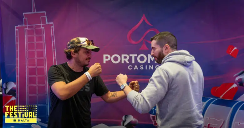 Nuno Morais and Damir Savio before Heads up play at The Festival Series Malta Main Event