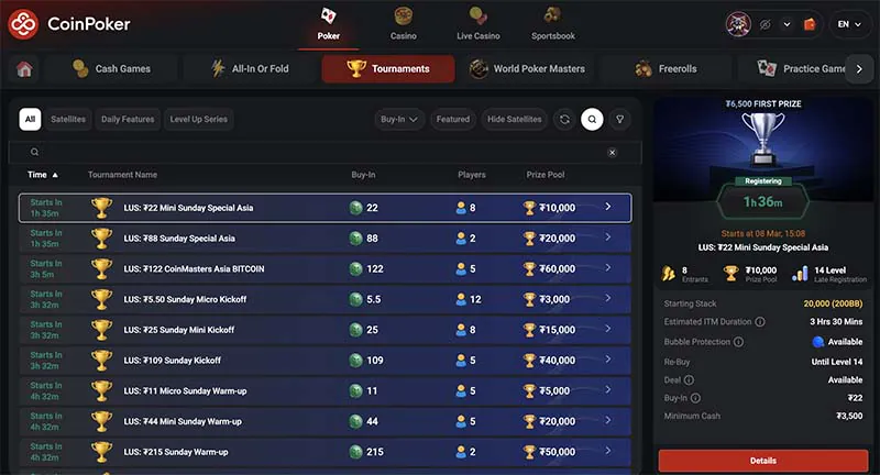 CoinPoker Level Up Poker Tournament Series