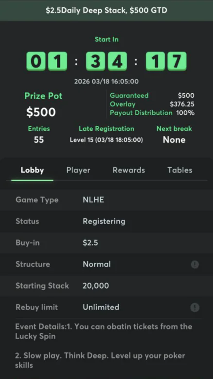 BCPoker Daily Deep Stack