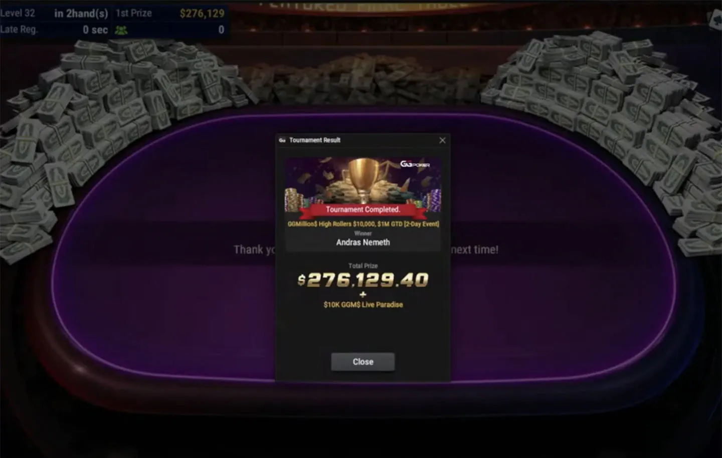 Andras Nemeth Wins GGMillion$