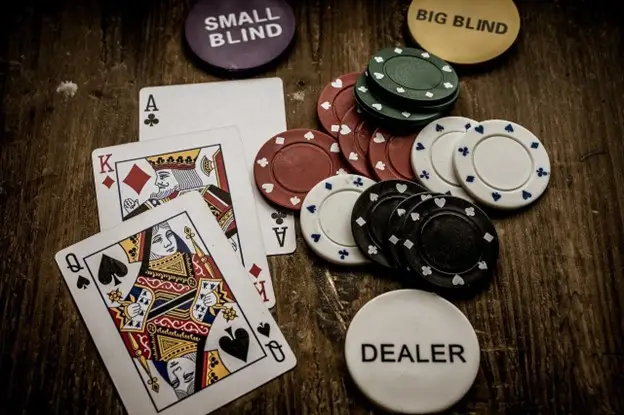 Buttons, poker chips, and cards.
