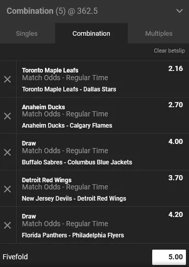 Example of accumulator bet