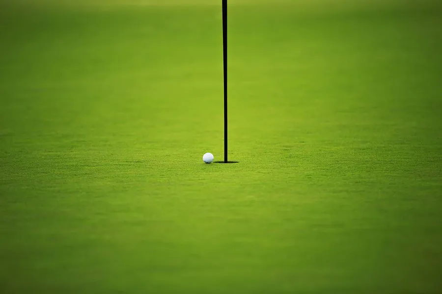 Ball near golf hole on the green